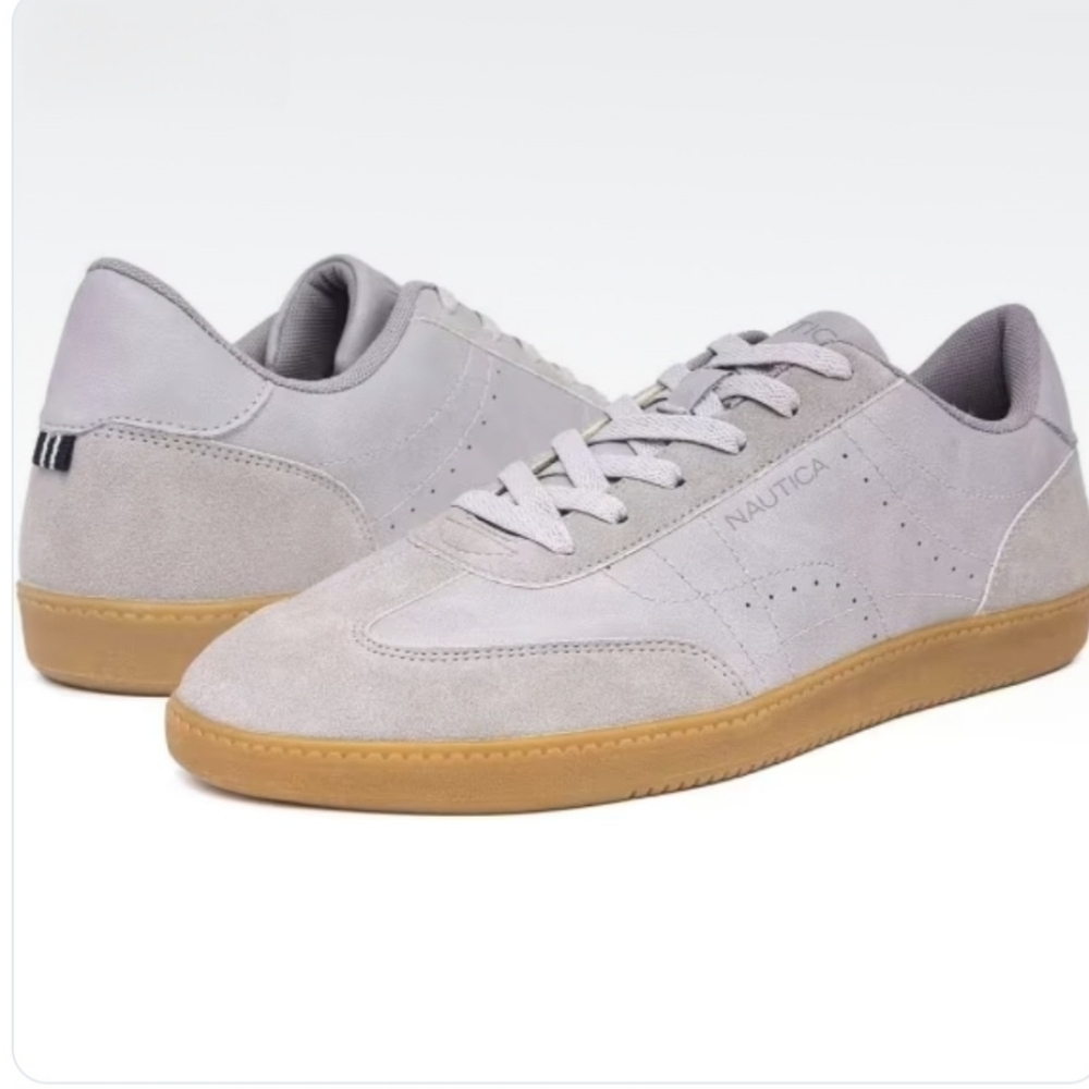 Nautica Men's US 12 Classic Low Top Lace Up Oxford Gray Sneakers Csual